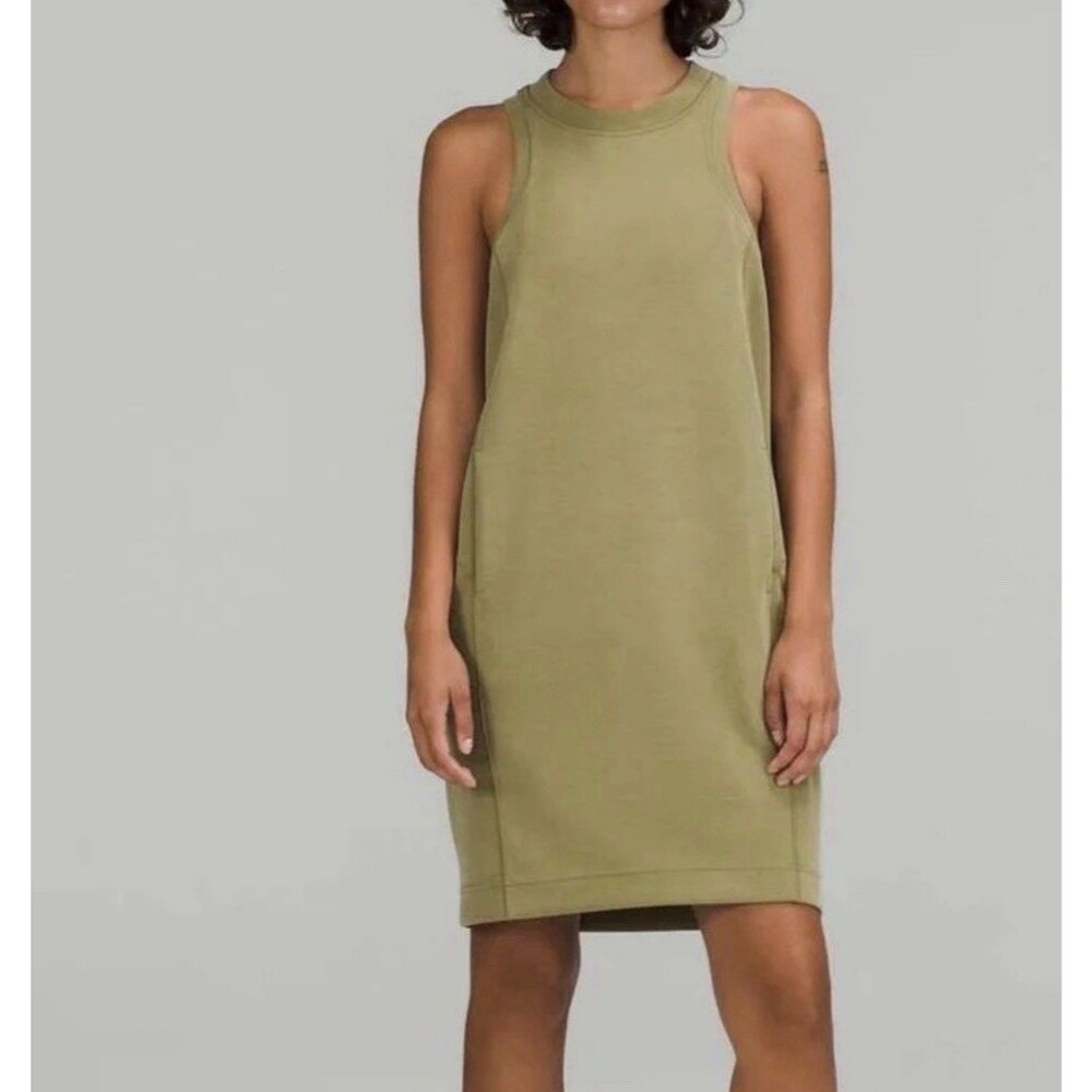 New Lululemon Softstreme Back In Action Dress- Olive  Green Size 2 Athleisure
